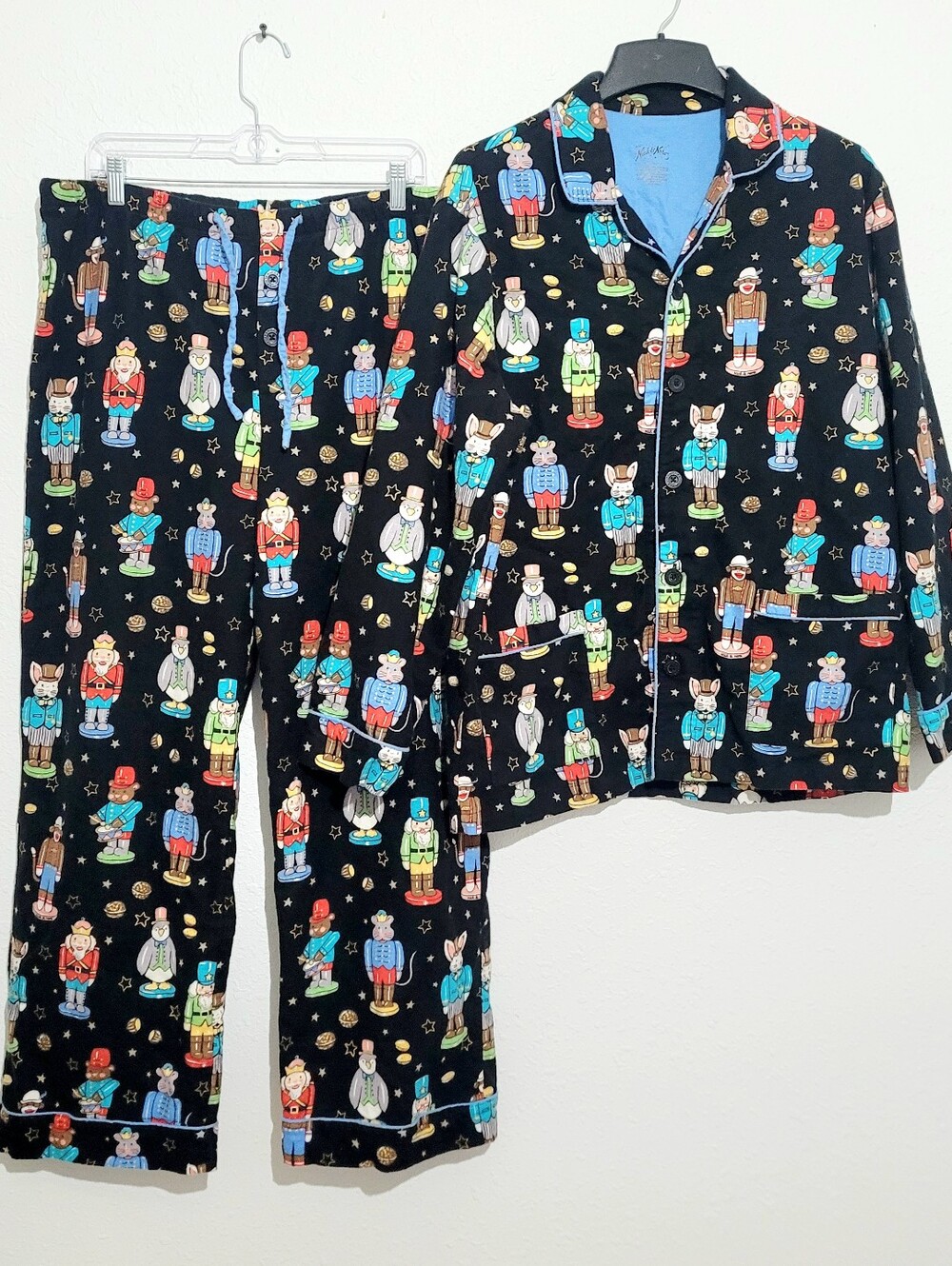 Nick & Nora Nutcracker Pajama Set Women’s Large Black Christmas Sleepwear Cotton